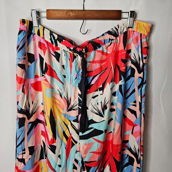 P.J. Salvage Size XL Tropical Staycation Palm Print Rayon Pants Colorful - Picture 3 of 9